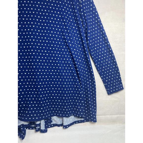 Lularoe Wrap Cardigan Womens Large Blue White Heart Print Long Sleeve Pockets - Picture 11 of 14